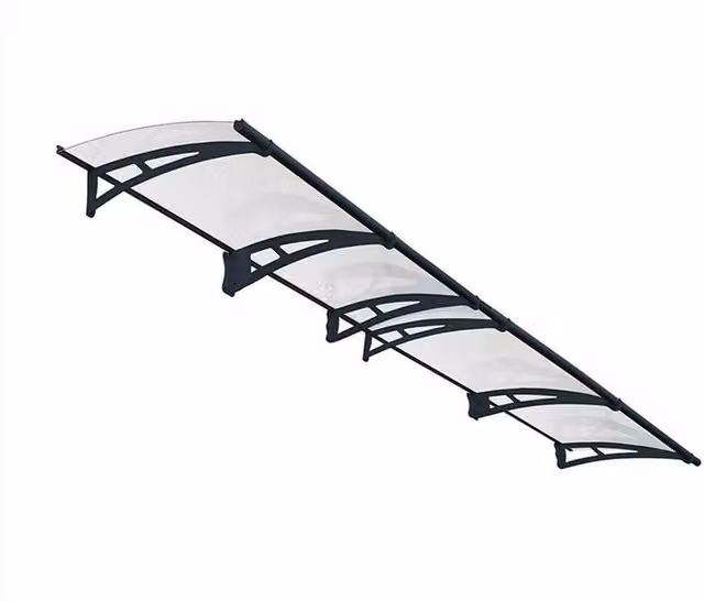 Palram Aquila Door Awning Canopy in Grey and Transparent Acrylic, Length: 412 cm