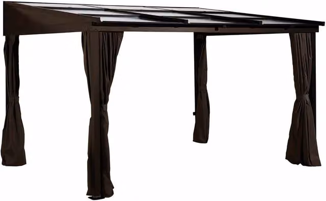 Sojag Sutton Brown Aluminium Lean-to Patio Cover, W: 366.5 cm, D: 298.5 cm, H: 243 cm – 1
