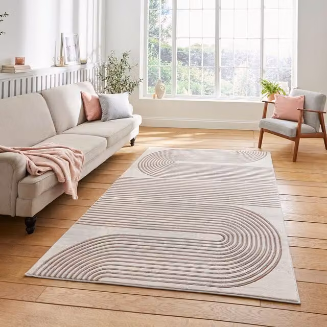Terrys Apollo 2683 Grey Rose Abstract Metallic Effect Yarn Rug