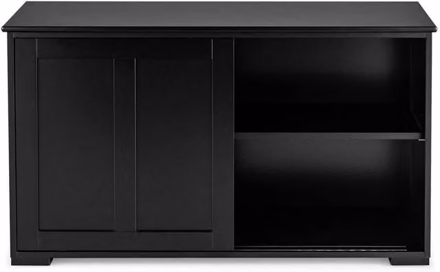 KORVIXA Modern Wooden Buffet Cabinet and Kitchen Sideboard in Black, W: 70 cm, H: 65 cm