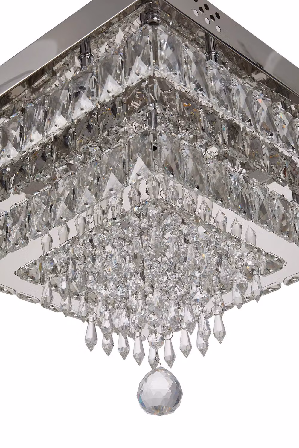 Living and Home 40W LED Double-Layer Crystal Ceiling Light in Silver – 4