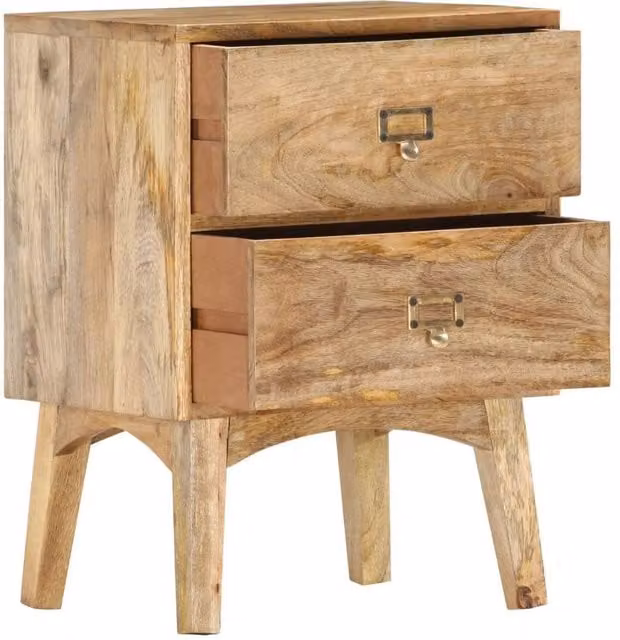 Berkfield Home Beautiful Bedside Cabinet in Brown Solid Mango Wood W/D/H: 40 x 35 x 55 cm