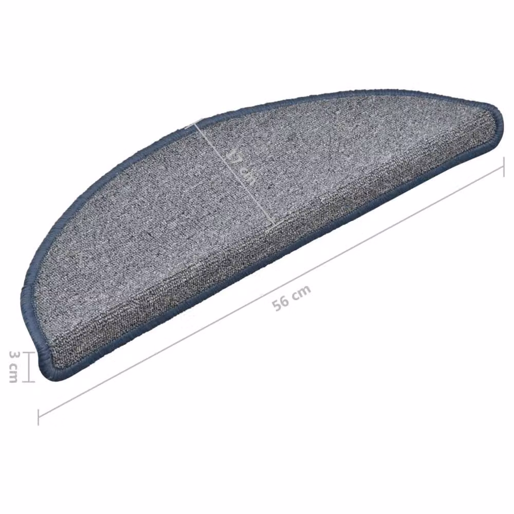 Berkfield Home Self-Adhesive Carpet Stair Treads, 15 Pieces, Light Grey and Blue, W: 56 cm, D: 17 cm, H: 3 cm – 4