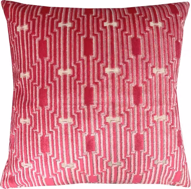 Divante Sonara Geo Pink Velvet Square Graphic Cushion