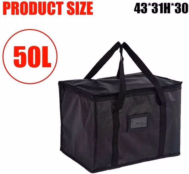EONLION 50L Portable Cooler Bag and Picnic Tote, Black, W: 43 cm, D: 30 cm, H: 31 cm