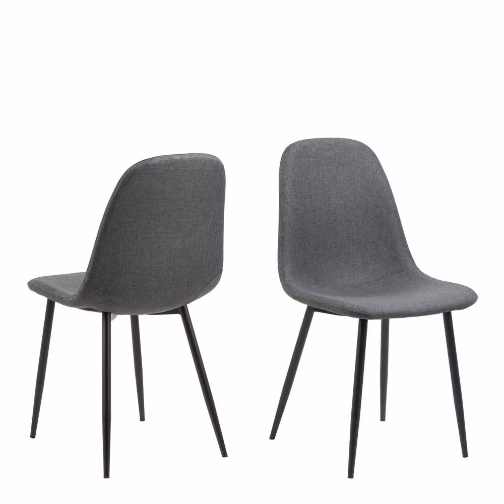 Wyld Haus Set of 4 Tipsyfern Upholstered Dining Chairs in Dark Grey with Matt Black Metal Legs – 2
