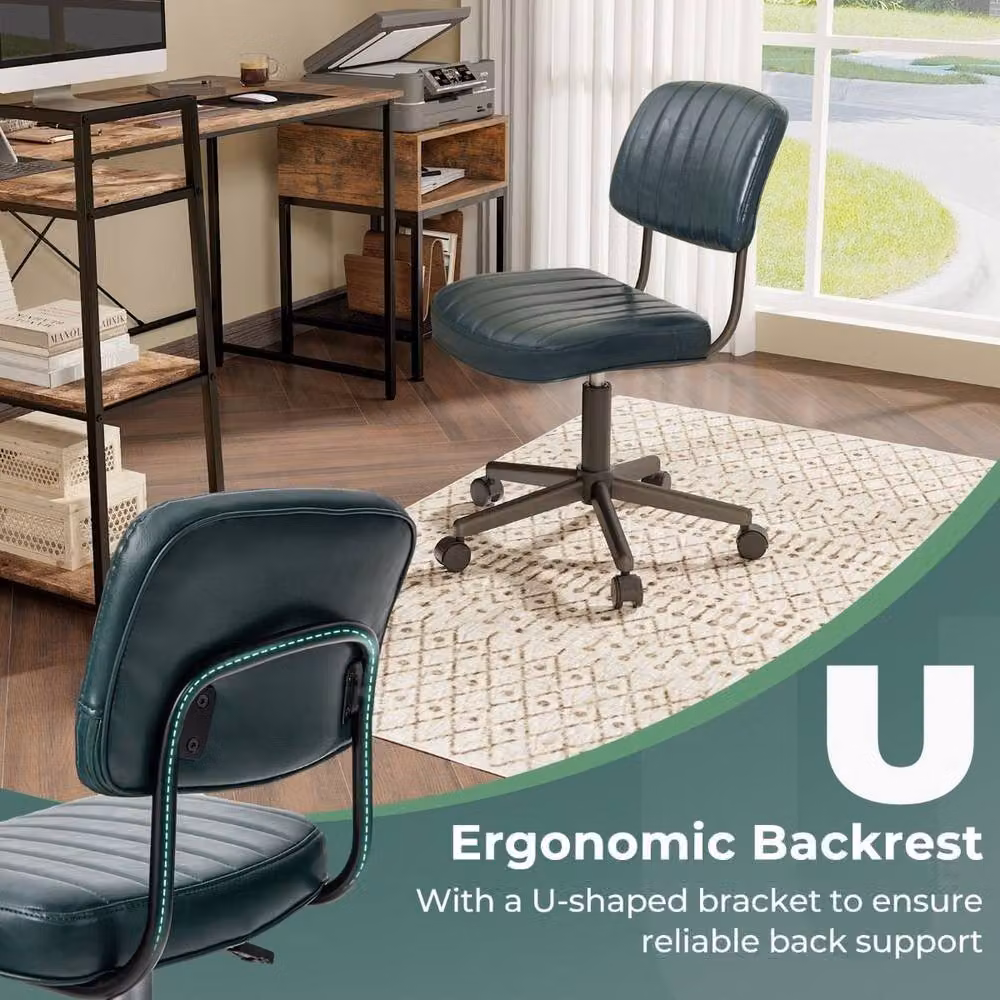 Costway Dark Green PU Leather Swivel Executive Office Chair with Height Adjustment – 5