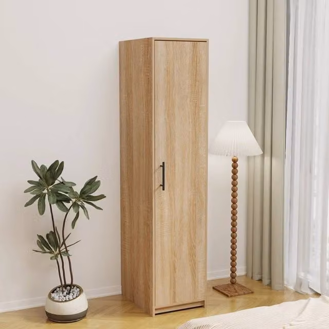 PAWNORA Oak Single Door Wardrobe in Brown, Height: 180 cm