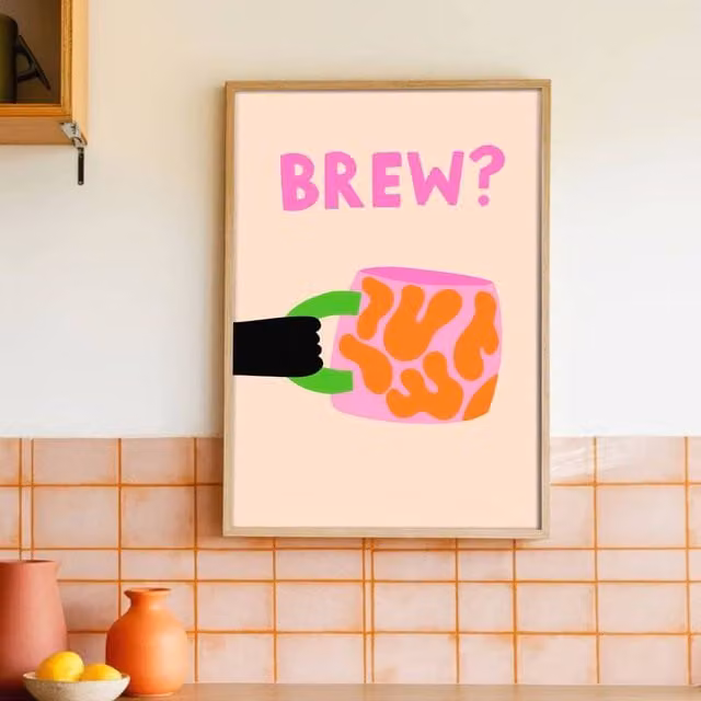 The Paper Tail Brew Cat Art Print, Multicolour, W: 21.0 cm, H: 29.7 cm