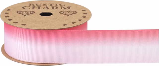 Kingsbury Gifts Rainbow Grosgrain Ribbon in Pink and White, Width: 3.8 cm, Length: 10 m