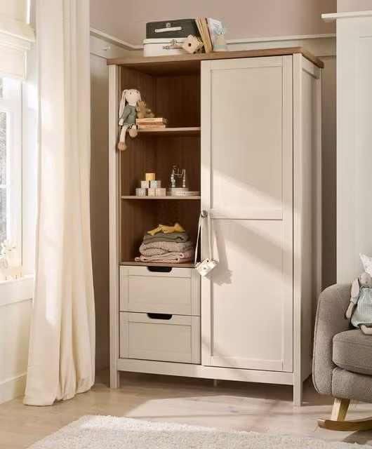 Mamas & Papas Harwell Wardrobe in Cashmere with Sliding Soft Close Doors and Internal Shelving