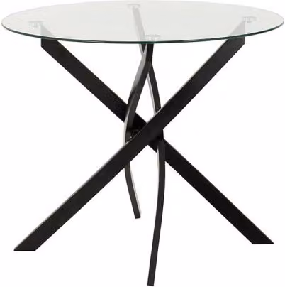 Seconique Sheldon Round Modern Glass Top Dining Table in Black and Transparent, Diameter: 90 cm