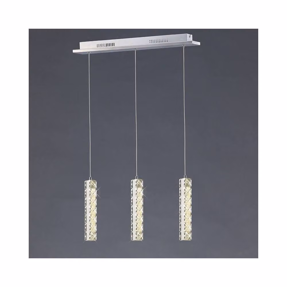 Netlighting Galaxy 3 Drop LED Ceiling Pendant in Polished Chrome and Grey Crystal – 2