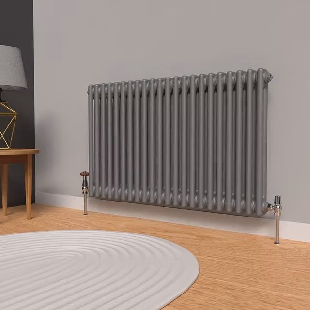 Lux Heat Horizontal 2 Column Steel Radiator in Anthracite Grey, W: 101 cm, H: 60 cm