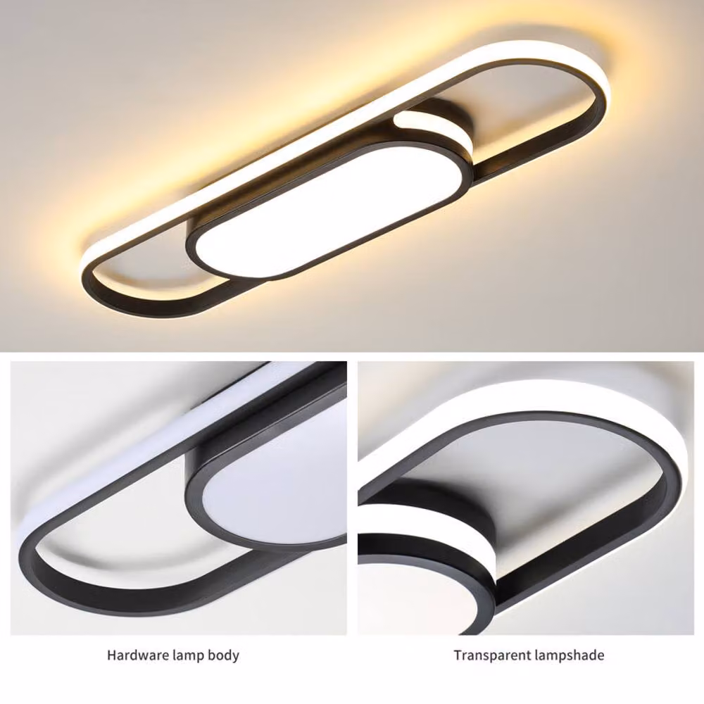 NIVOR Modern Linear LED Ceiling Light, 40W, Black, Remote Dimmable – 4