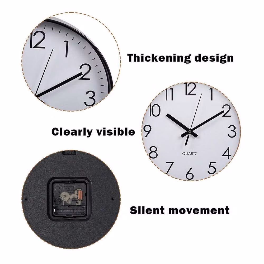 PAWNORA Modern Round Silent Quartz Wall Clock in Black, Diameter: 100 cm – 5