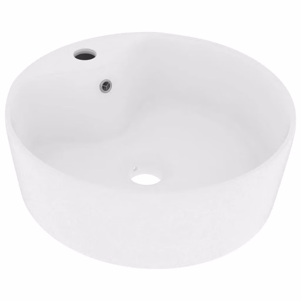 Berkfield Home Luxury Ceramic Round Countertop Wash Basin with Overflow, Matt White, W: 36 cm, D: 13 cm – 2