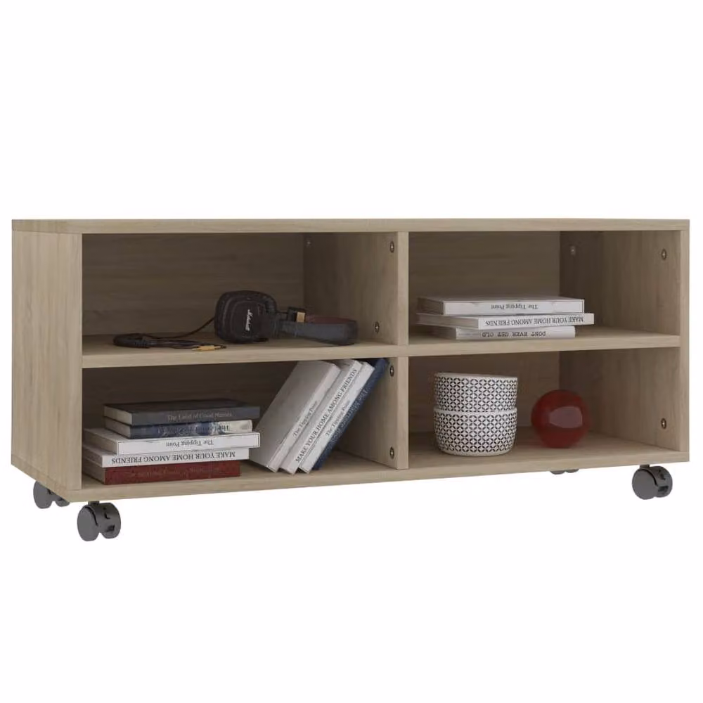 Berkfield Home Sonoma Oak TV Cabinet with Castors in Brown, W/D/H: 90 x 35 x 35 cm – 3