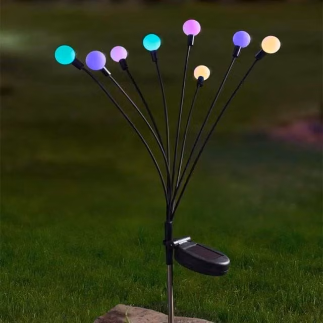 Marco Paul Solar 8 Stem LED Garden Stake Light with Multicolour RGB Effect