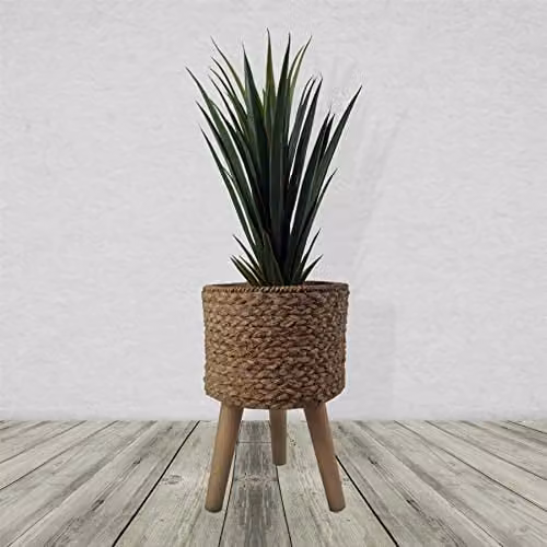 Leaf Extra Large Square Floral Cachepot Planter in Brown, W/D/H: 26 x 26 x 39 cm