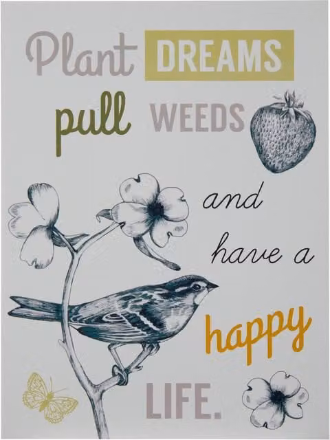 Maison by Premier Multicolour Madera Artists Garden Wall Plaque with Floral, Botanical, Animal and Typography Designs