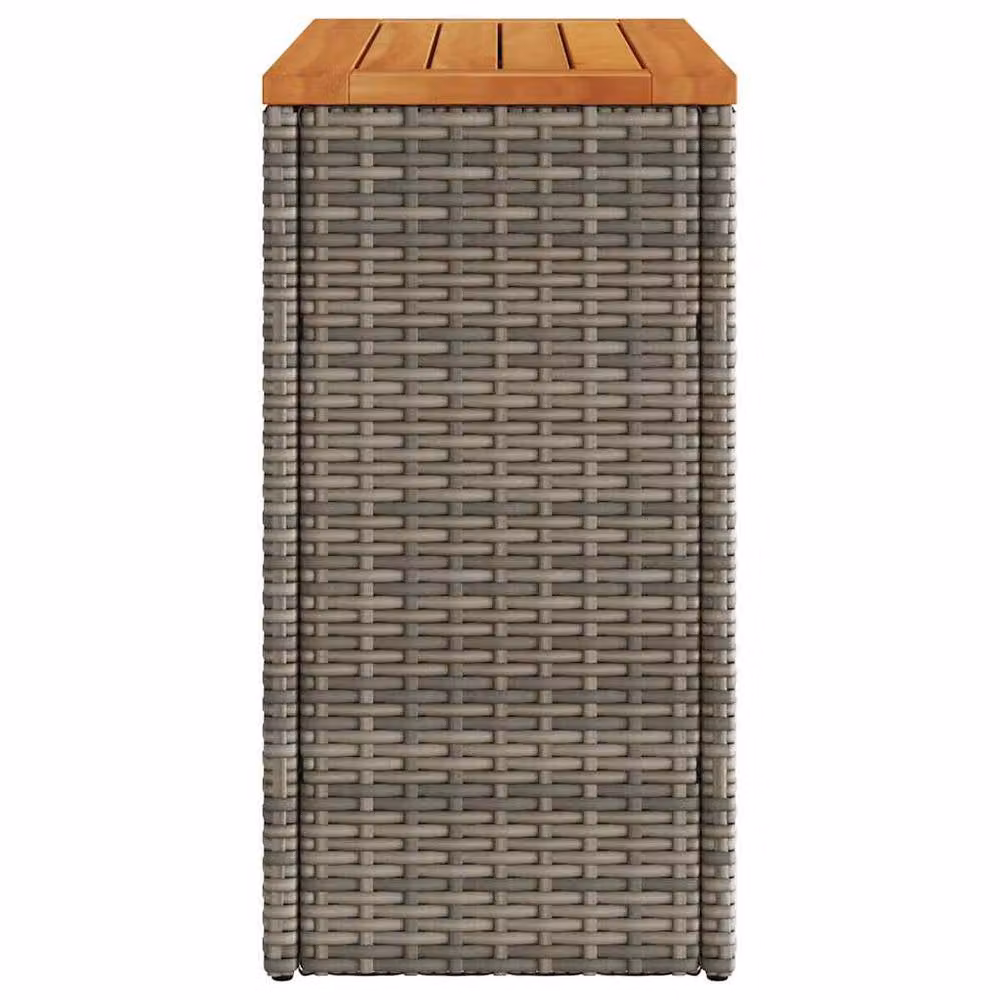 Berkfield Home Grey Poly Rattan Garden Side Table with Acacia Wood Top W/D/H: 58 x 27.5 x 55 cm – 3