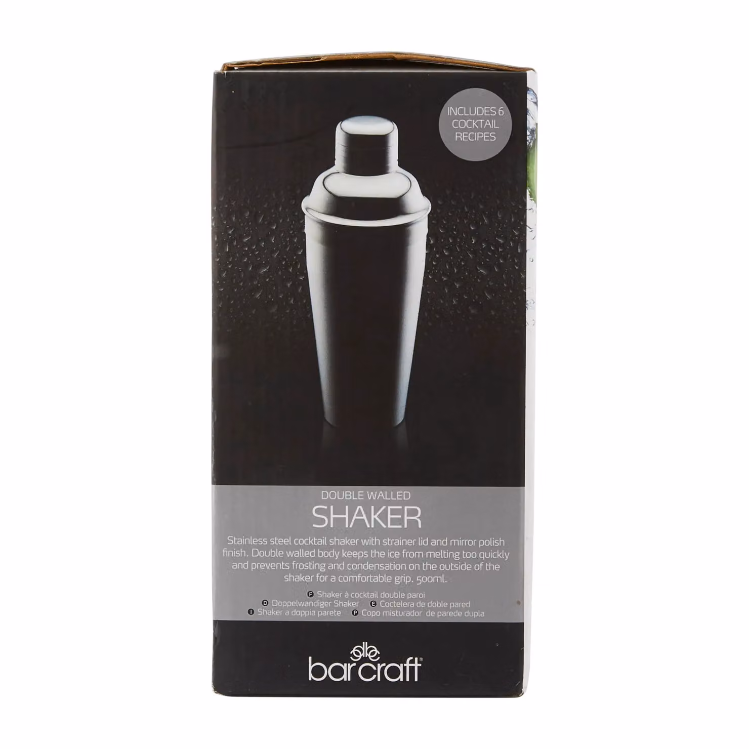 BarCraft 500 ml Stainless Steel Cocktail Shaker, Silver – 4