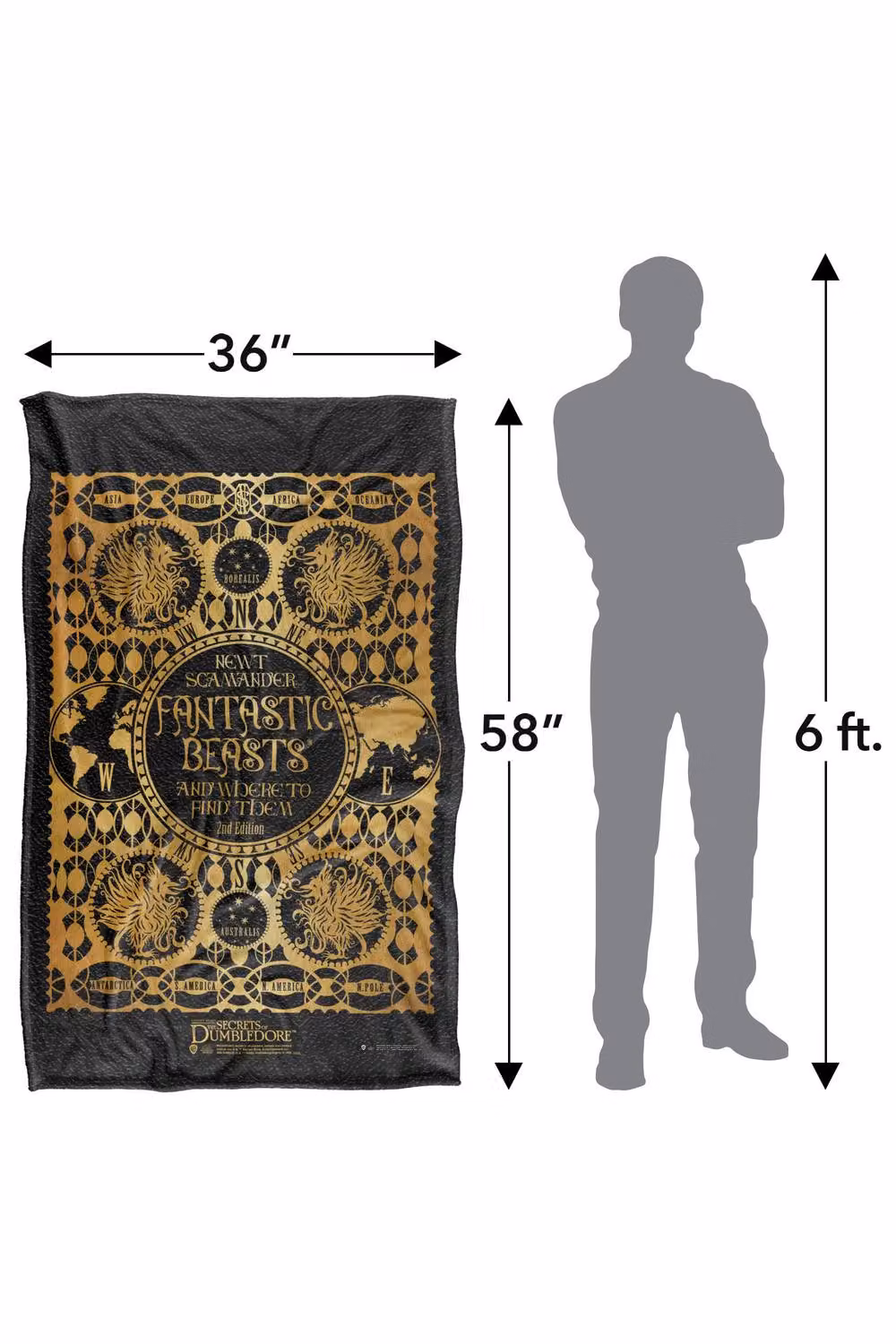 LOGOVISION Fantastic Beasts The Secrets Of Dumbledore Super Soft Silky Touch Throw Blanket, Multicolour, W: 91 cm, D: 147 cm – 8