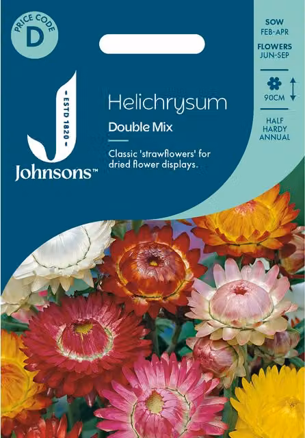 Johnsons Seeds Helichrysum Double Mixed Multicolour Flower Seeds
