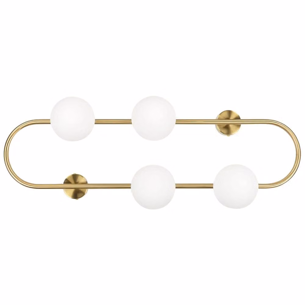 Wyld and Coco Gold Ring Wall Lamp with 4 Transparent Glass Shades, 70 cm – 2