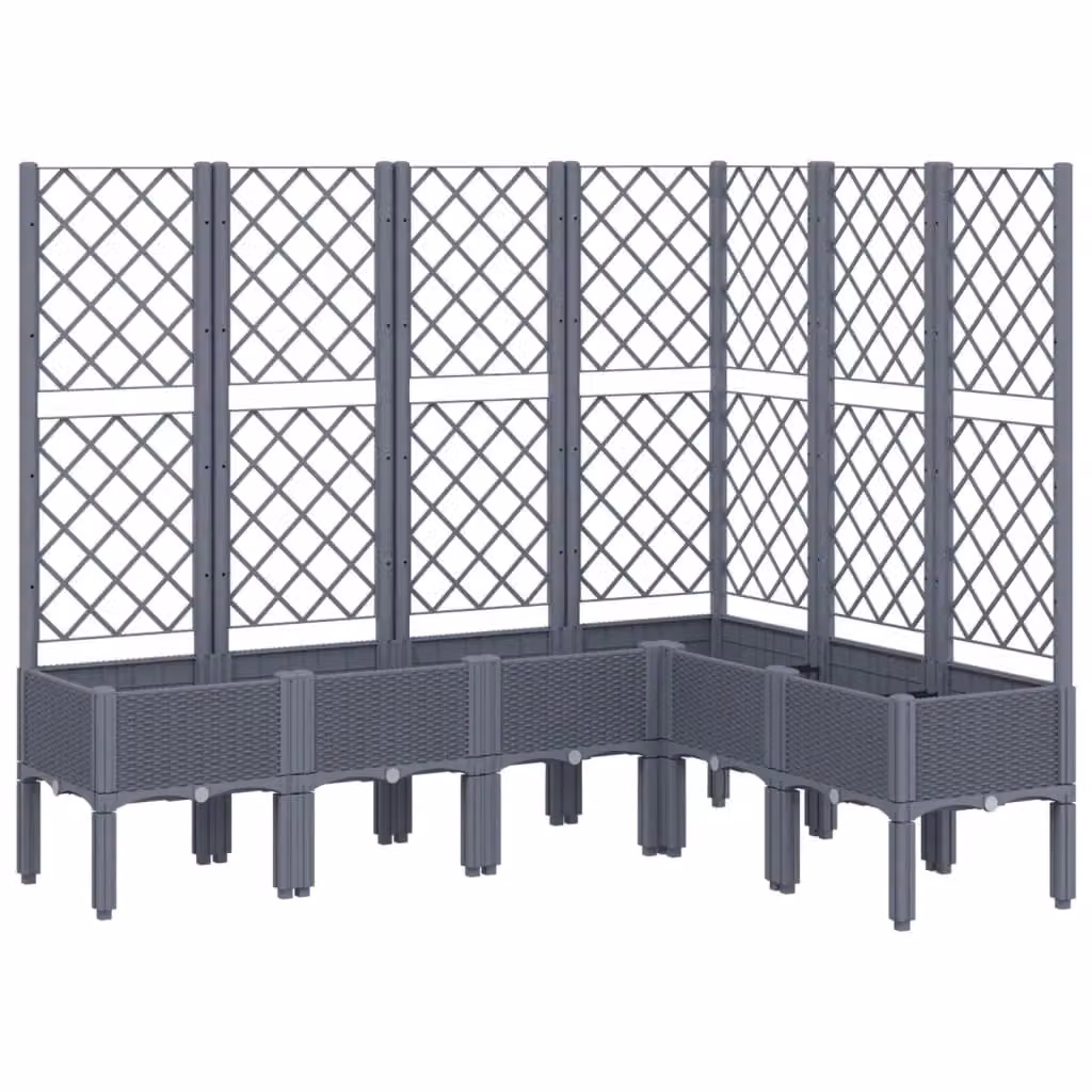 Berkfield Home Garden Planter with Trellis in Blue and Grey, W: 160 cm, D: 120 cm, H: 142 cm – 2