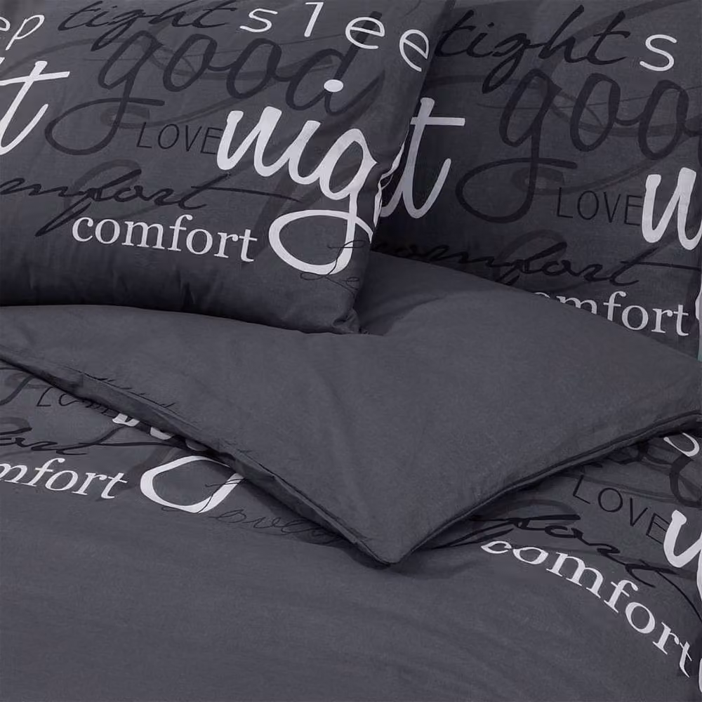 Berkfield Home Elegant Cotton Duvet Cover and Pillowcase Set, Black, W/D/H: 200 x 200 cm and 80 x 80 cm – 4