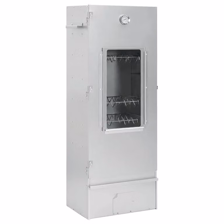 Berkfield Home Vertical BBQ Oven Smoker with Table in Silver Galvanised Steel