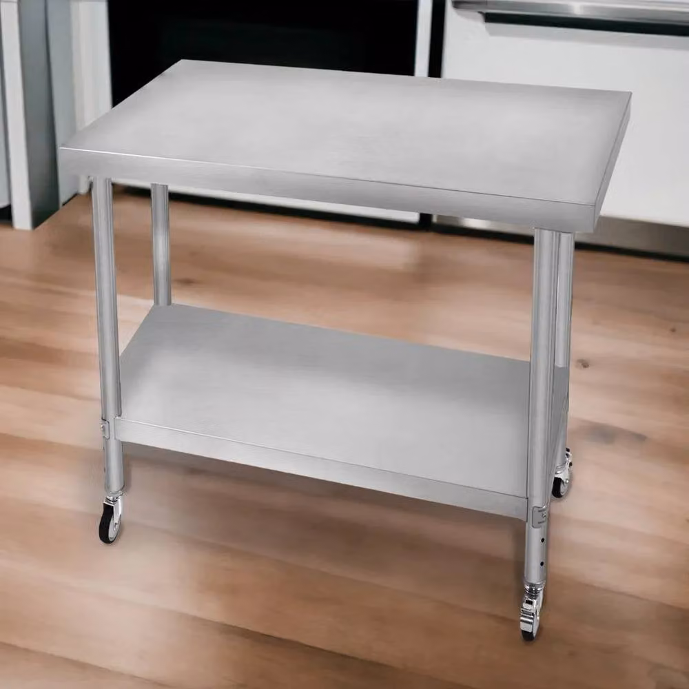 Monstershop KuKoo Stainless Steel Work Table in Silver, W/D/H: 90 x 76 x 86 cm – 3