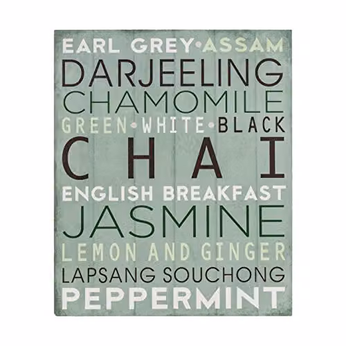 Orsina Rustic Wood Chai Wall Plaque with Blue Typography, W/H: 30 x 25 cm
