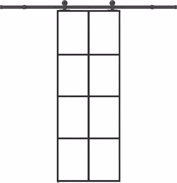 Berkfield Home Modern Sliding Glass Door with Aluminium Hardware Set, Black, W: 76 cm, H: 205 cm