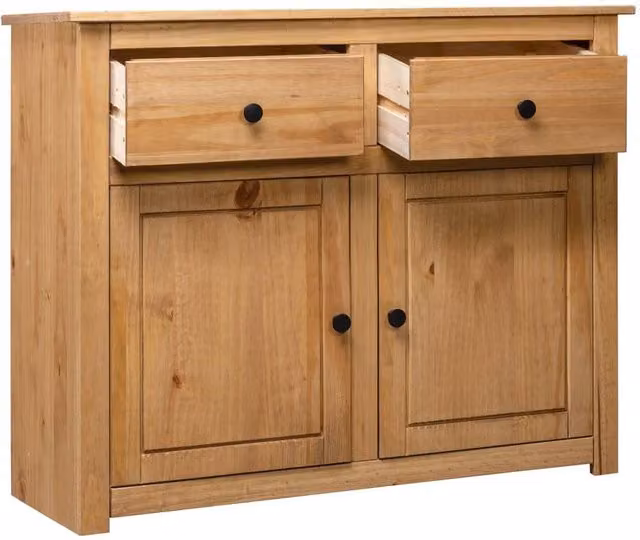 Berkfield Home Panama Range Solid Pinewood Sideboard in Brown, W/D/H: 93 x 40 x 80 cm