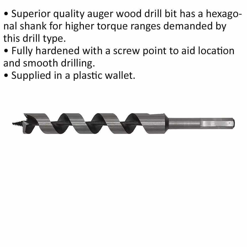 Loops Silver Hardened Auger Wood Drill Bit with Hexagonal Shank, Diameter: 22 mm, Length: 23.5 cm – 2