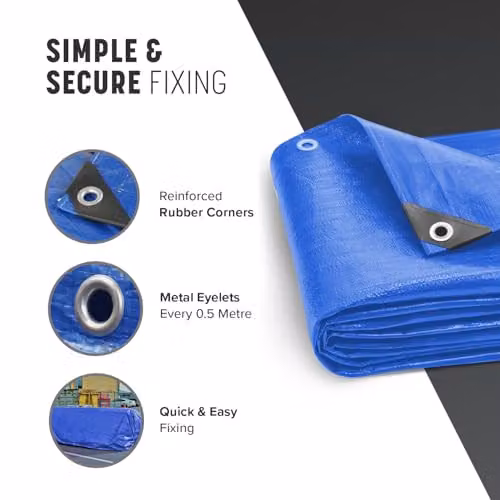 Keplin Waterproof Tarpaulin Cover Sheet, Blue, 2 x 3 m – 6