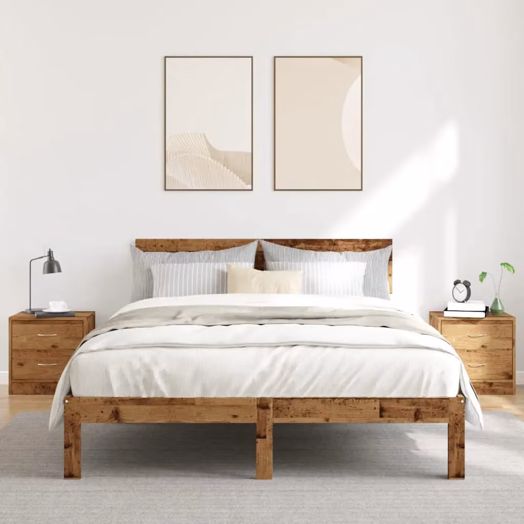 Berkfield Home Set of 2 Bedside Cabinets in Old Wood Brown, W/D/H: 40 x 30 x 40 cm – 3