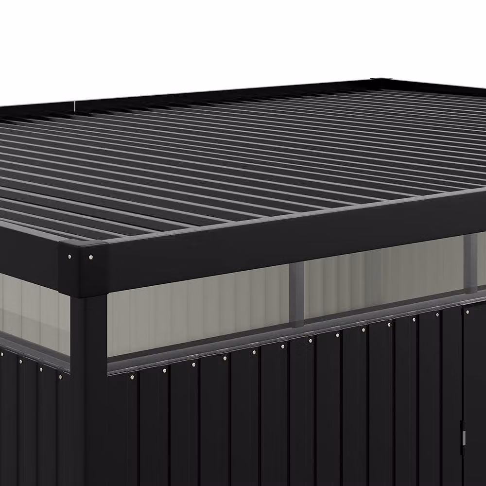 Living and Home Metal Garden Tool Shed in Black, Galvanised Steel, W/D/H: 388 x 301 x 203 cm – 4