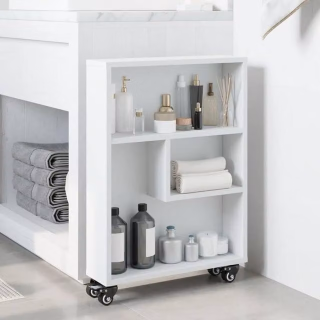Berkfield Home Narrow Storage Trolley in White, W/D/H: 48 x 13 x 68 cm
