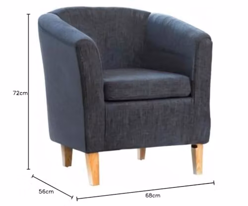 Artemis Home Alderwood Black Fabric Tub Chair Armchair, Width: 68 cm – 2