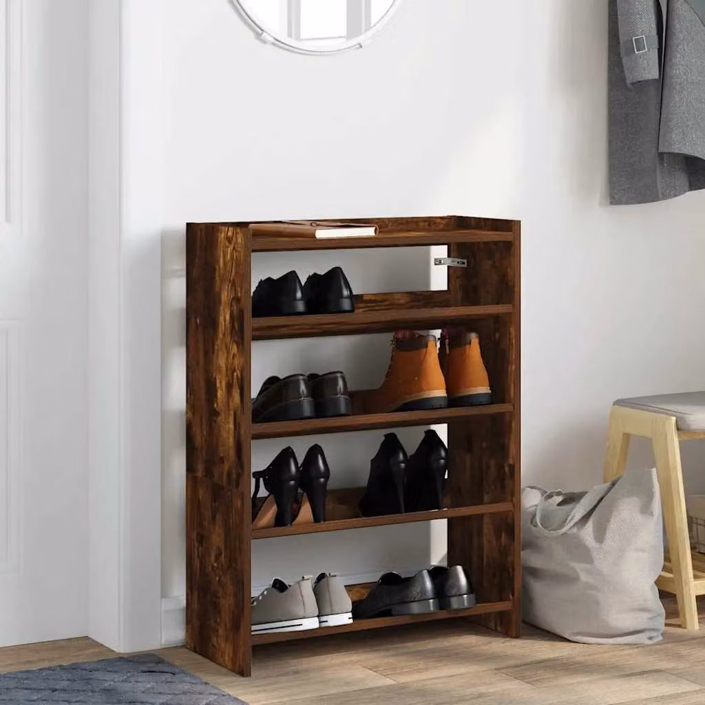 Berkfield Home Smoked Oak Shoe Rack in Brown, W/D/H: 60 x 25 x 81 cm – 3