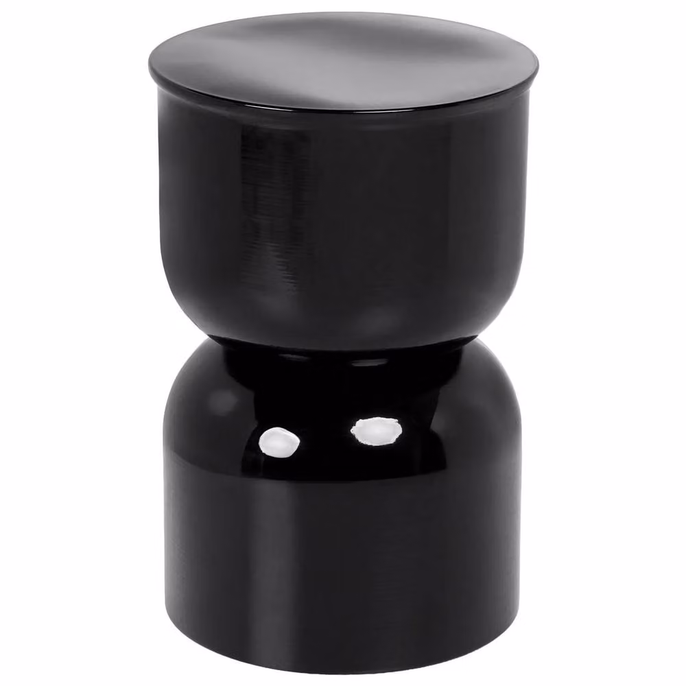 Wyld and Coco Black Lacquered Metal Drum-Shape Round Accent Side Table – 2