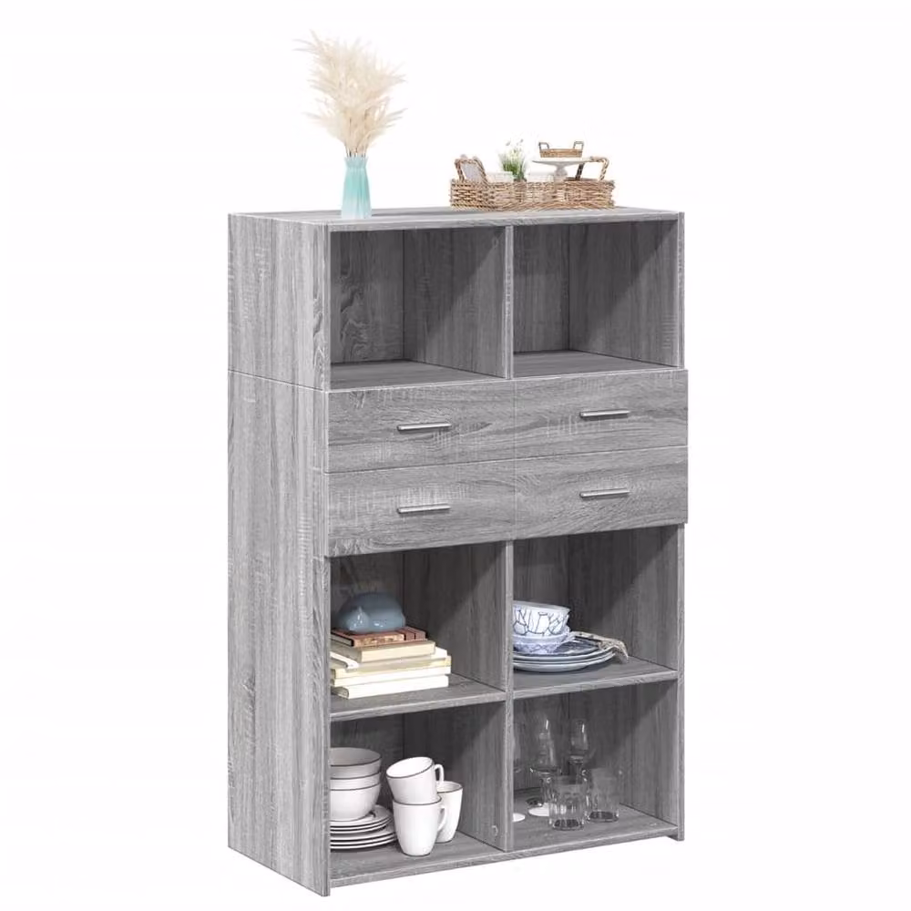 Berkfield Home Grey Sonoma Highboard in MDF, W/D/H: 80 x 42.5 x 124 cm – 3