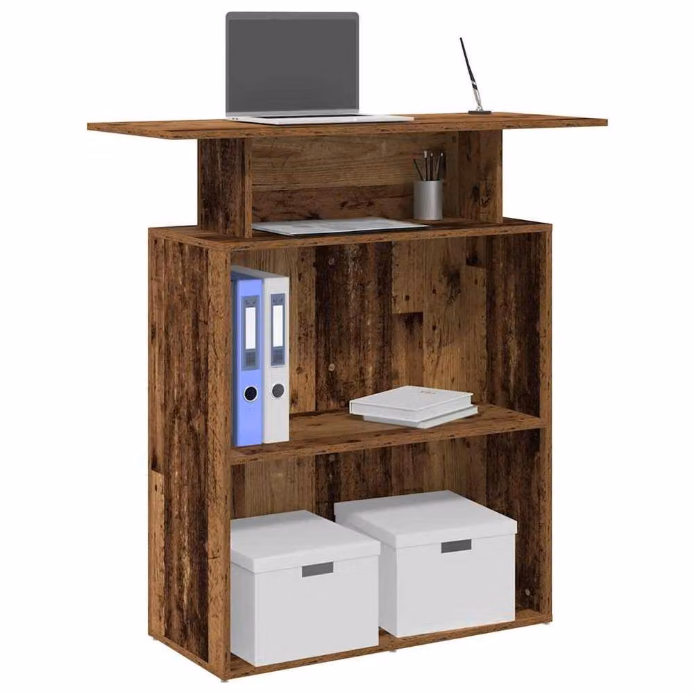 Berkfield Home Old Wood Reception Desk in Brown, W/D/H: 100 x 40 x 104 cm – 2