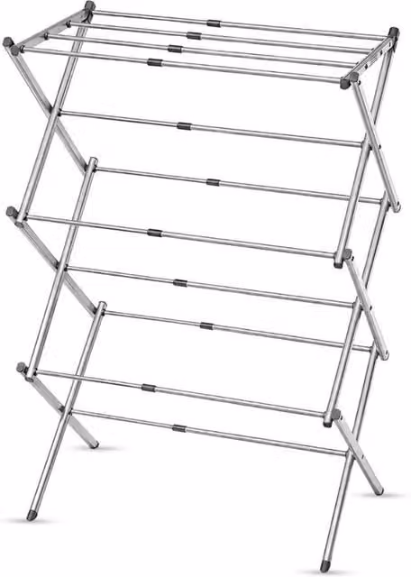 FLAVORA 3 Tier Foldable Metal Clothes Dryer Airer in Silver