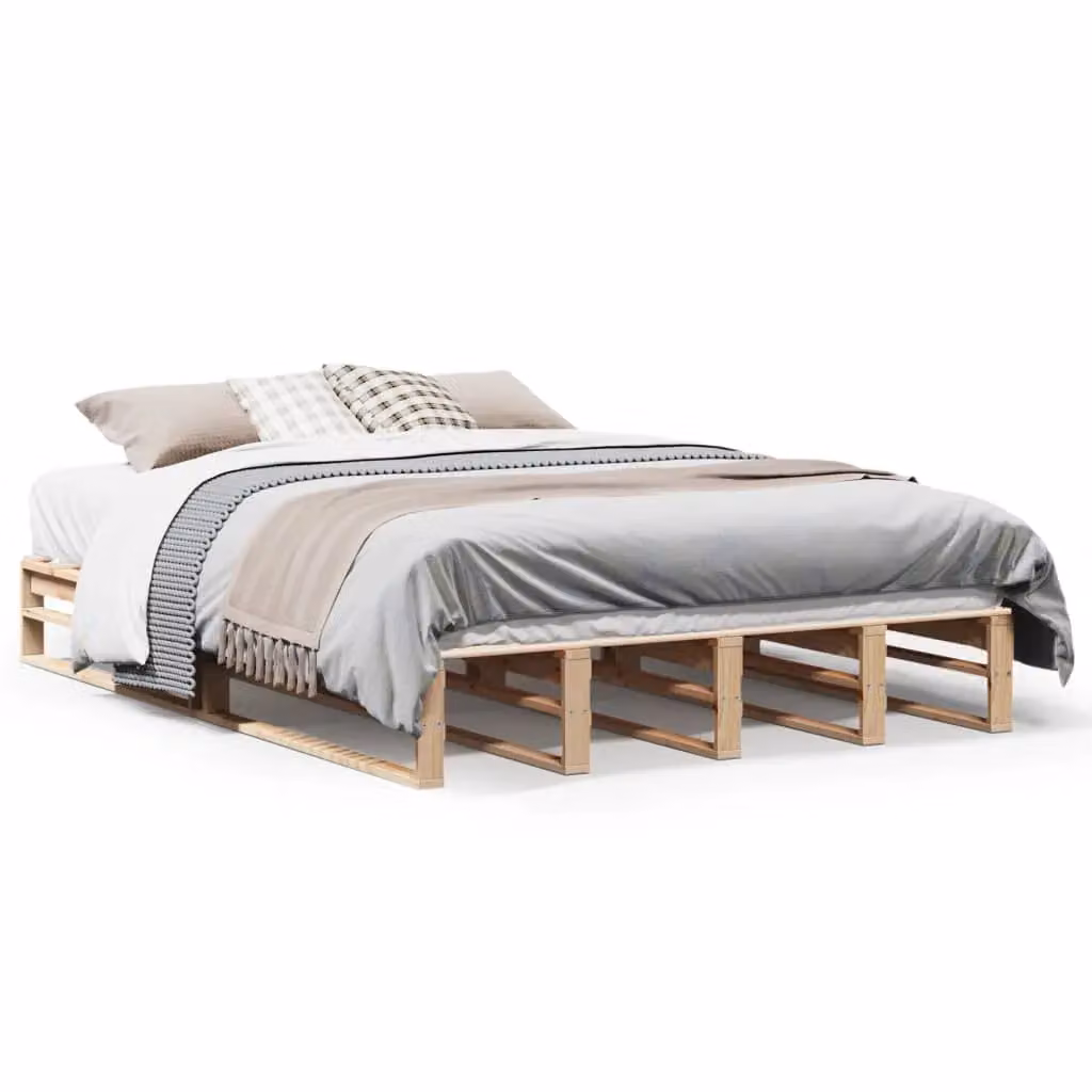 Berkfield Home Small Double Solid Wood Pine Bed Frame in Brown, W/D/H: 120 x 200 cm – 2