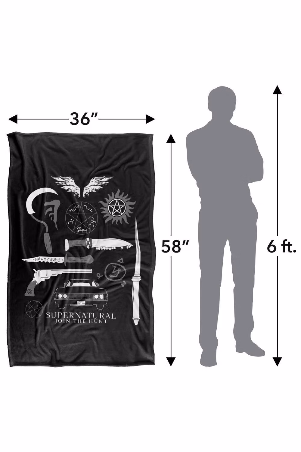 Warner Bros. Supernatural Icons Silky Touch Super Soft Fleece Throw Blanket, Multicolour, W: 127 cm x D: 152.4 cm – 8